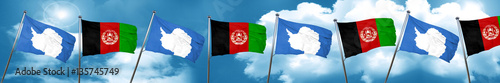 antarctica flag with afghanistan flag, 3D rendering