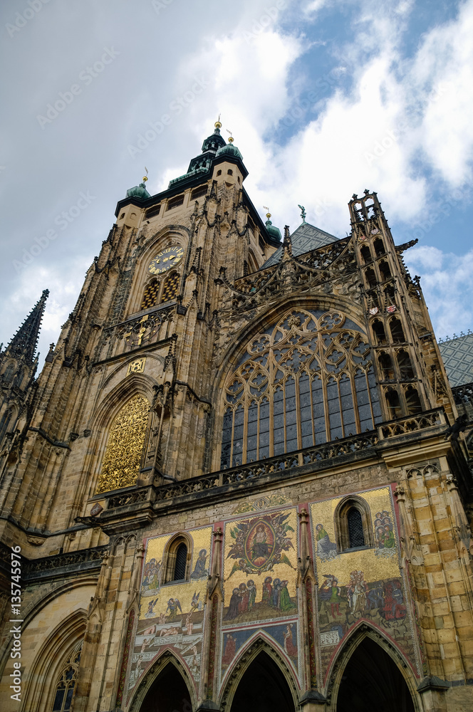 View to the medieval gothic St. Vitus cathedral. Prague Castle area. Czech Republic View to the medieval gothic St. Vitus cathedral. Prague Castle area. Czech Republic