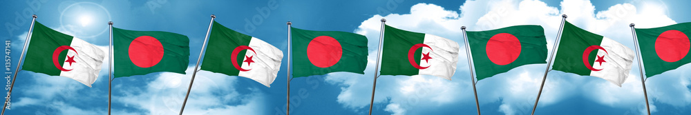 algeria flag with Bangladesh flag, 3D rendering algeria flag with Bangladesh flag, 3D rendering