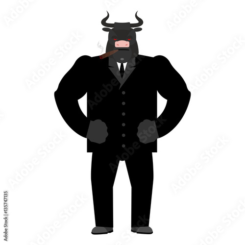 Bull boss. beef businessman in suit. Farm animal