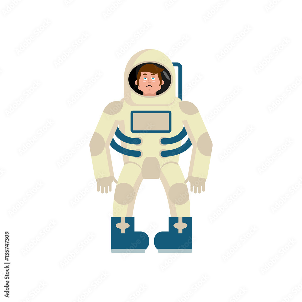 Astronaut sad Emoji. Cosmonaut sorrowful emotion isolated. space