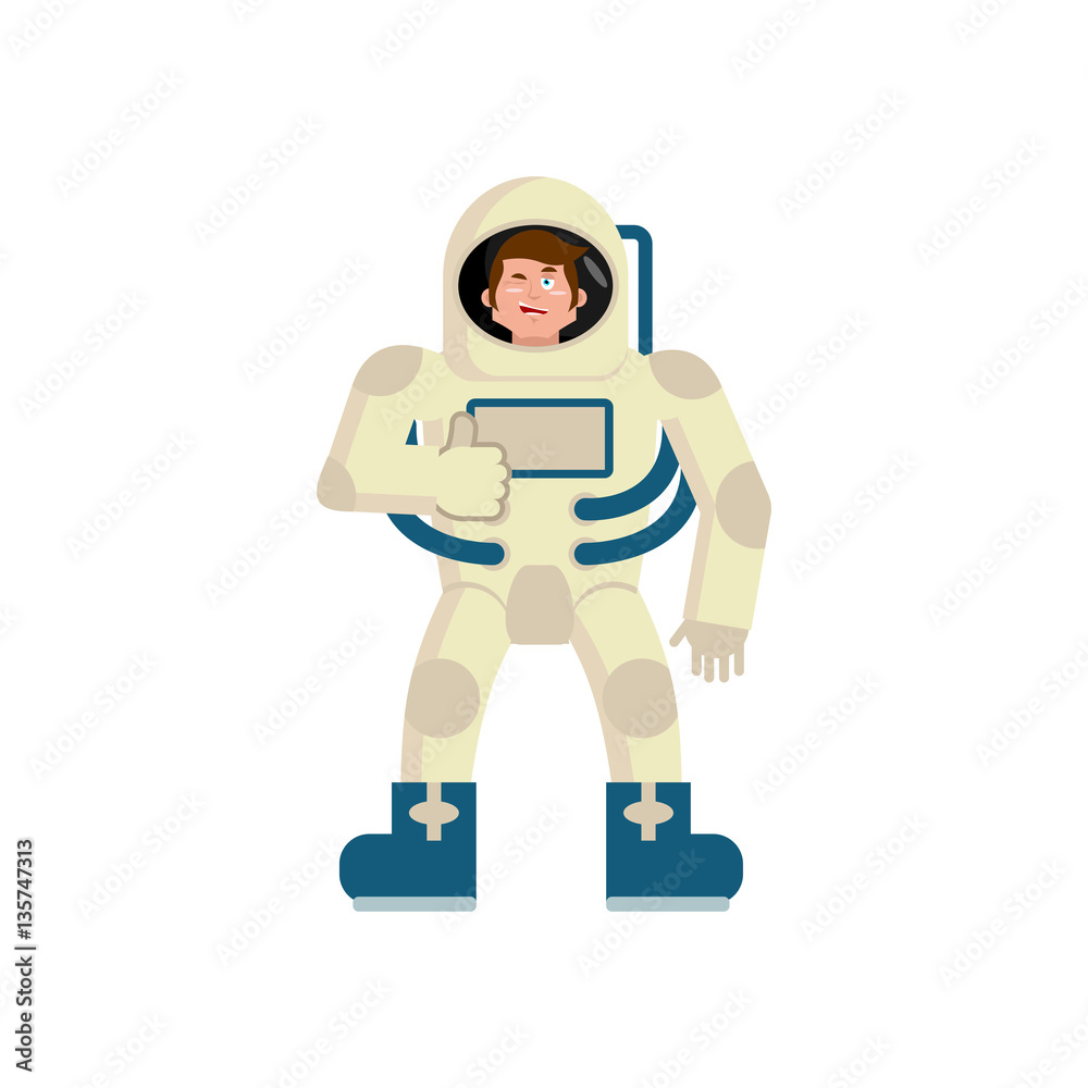 Astronaut winks Emoji. spaceman thumbs up happy emotion isolated Astronaut winks Emoji. spaceman thumbs up happy emotion isolated