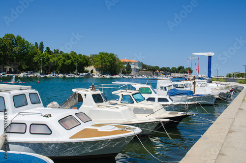 Summer view of Zadar harbor or waterfront in Dalmatia, Croatia.