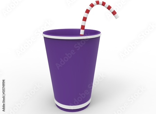 3d illustration of cartoon drink cup. white background isolated. icon for game web.
