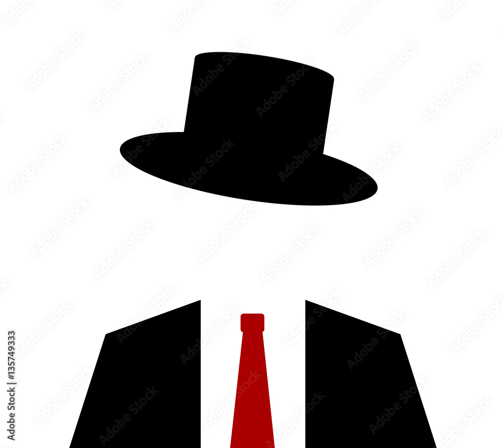 person wearing top hat with suit and tie Stock Vector Adobe Stock