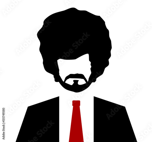 man with afro and beard wearing suit and tie