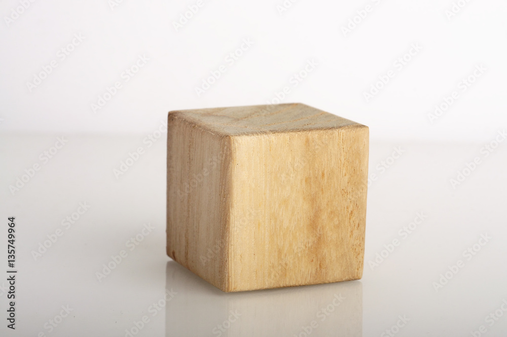 Wooden Block on White Background