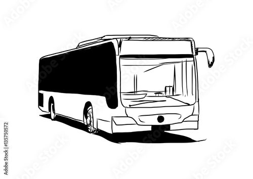 Singapore and Dubai bus sketch in vector.
