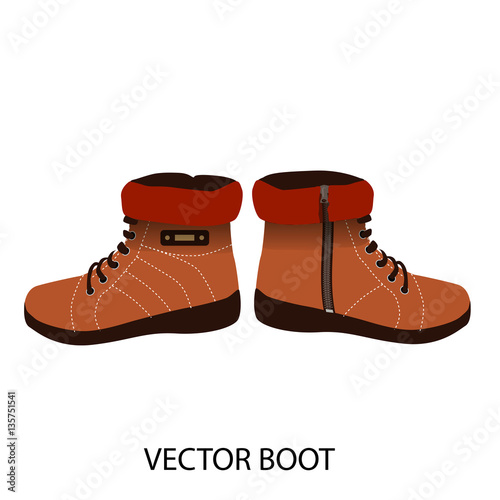 pair of winter male boots vector isolated on white background,, illustration,