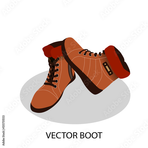 pair of winter male boots vector isolated on white background, illustration,