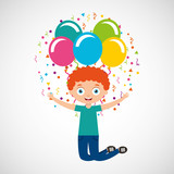happy birthday celebration card with kid vector illustration design
