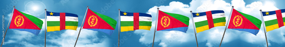 Naklejka premium Eritrea flag with Central African Republic flag, 3D rendering