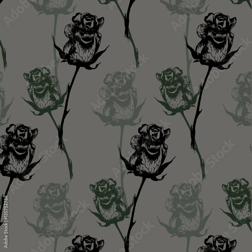 Seamless pattern of roses.