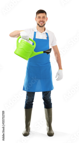 Handsome gardener holding w...