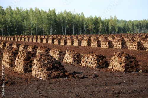 Torfabbau und Torftrocknung in Lettland