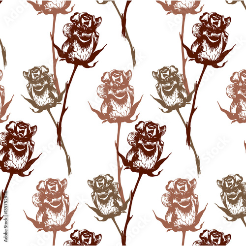 Seamless pattern of roses.