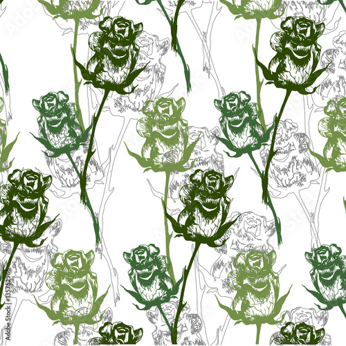 Seamless pattern of roses.