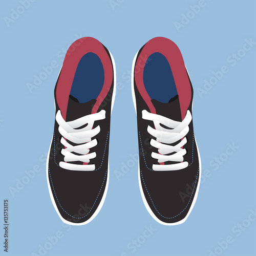 pair of stylish sneakers for running on blue background, vector, illustration,