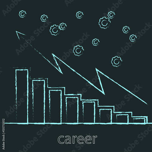 Business graphics with gears icons, financial growth concept chart, vector, illustration,