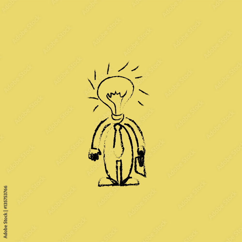 avatar of human with head in form of lamp, concept idea to earn money