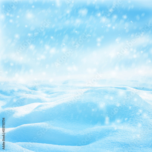 Winter christmas landscape with falling snow, winter abstract background © rustamank