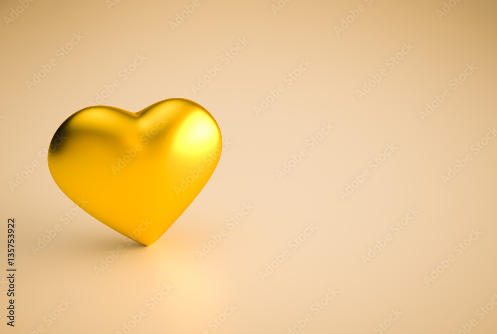 Golden heart with copy space
