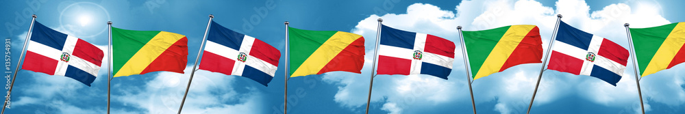 dominican republic flag with congo flag, 3D rendering dominican republic flag with congo flag, 3D rendering