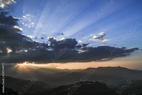 romantic sunset in Nepal