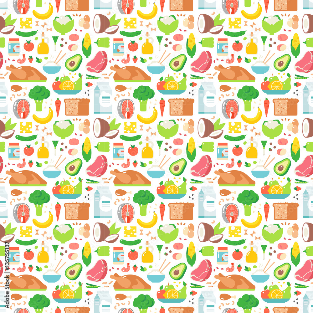 Food seamless pattern vector.