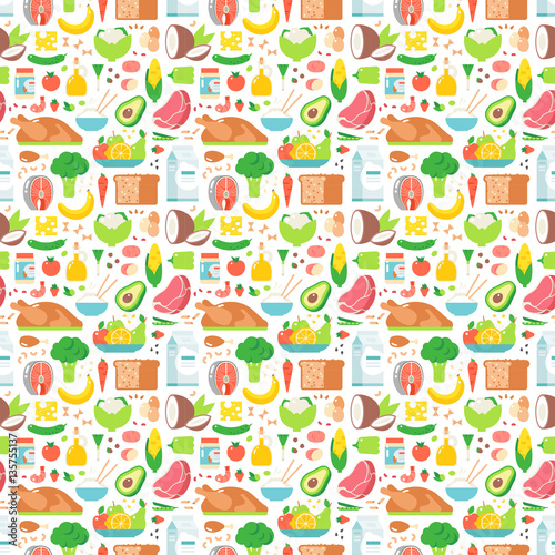 Food seamless pattern vector. © Vectorvstocker