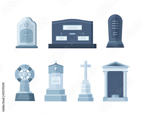Tombstone crypt vector construction for dead people.