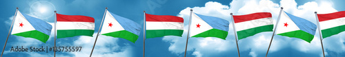 Djibouti flag with Hungary flag, 3D rendering