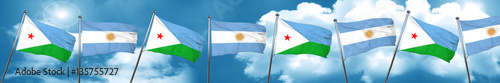 Djibouti flag with Argentine flag, 3D rendering