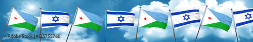 Djibouti flag with Israel flag, 3D rendering