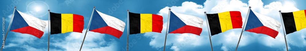 czechoslovakia flag with Belgium flag, 3D rendering czechoslovakia flag with Belgium flag, 3D rendering