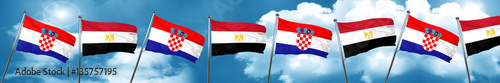 croatia flag with egypt flag, 3D rendering