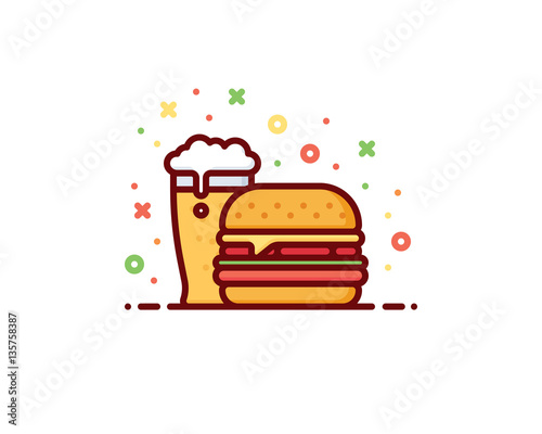Beer and burger vector illustration