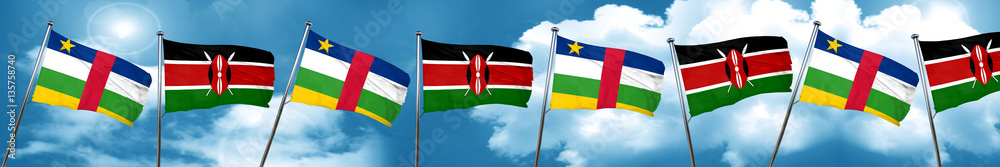 Central african republic flag with Kenya flag, 3D rendering Central african republic flag with Kenya flag, 3D rendering