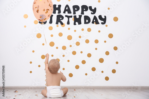 Cute baby boy at birthday p...