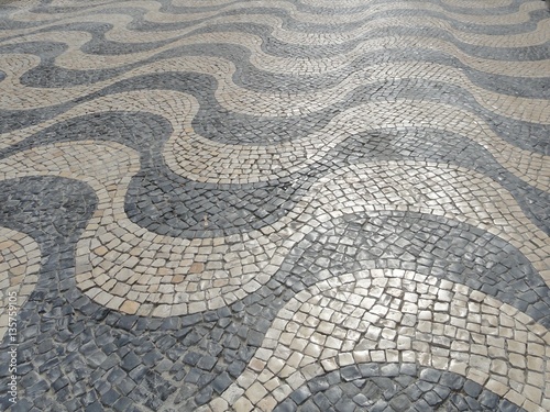 Stunning Wave Pattern Cobbles in Lisbon, Portugal 