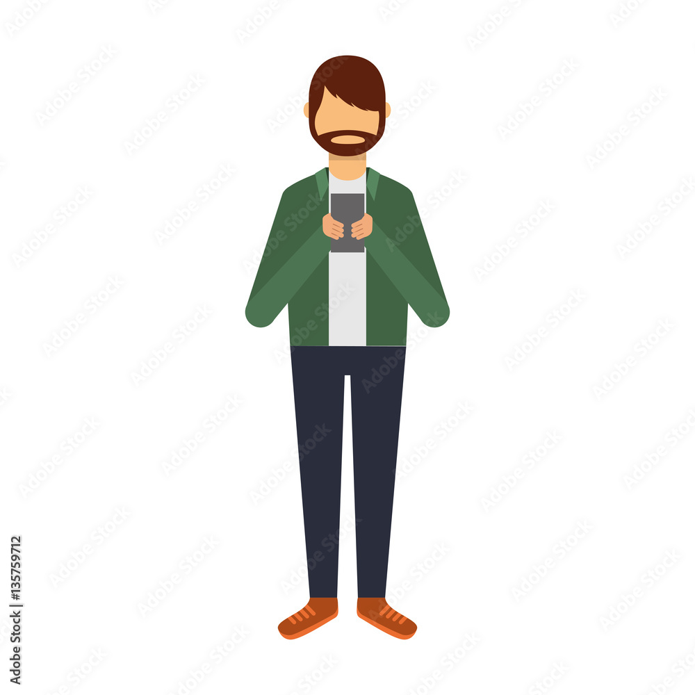 young man with smartphone avatar character vector illustration design young man with smartphone avatar character vector illustration design