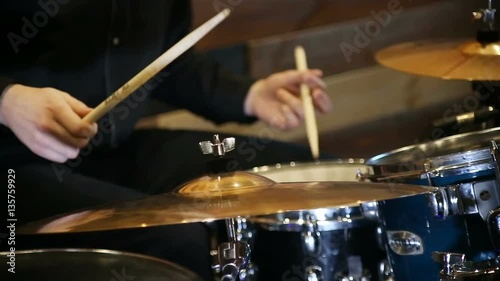Anonymous Drummer Drumming on Stage - Close Up shot
