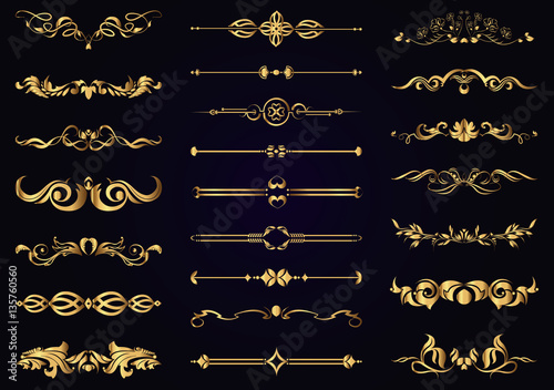 Vector set gold vintage decorative elements for design