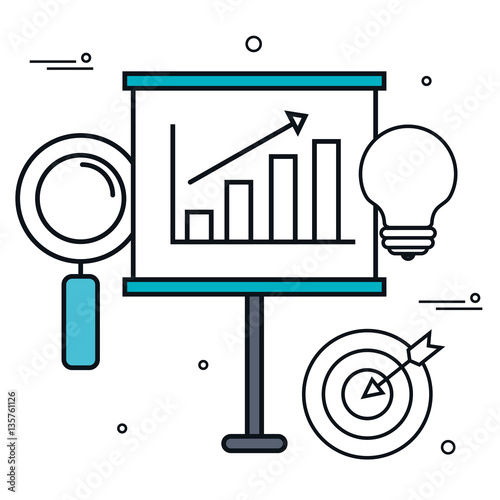paperboard with statistics graph vector illustration design