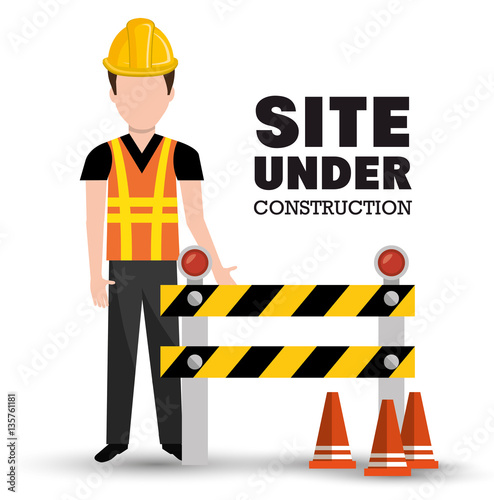 Professional construction on site vector illustration design