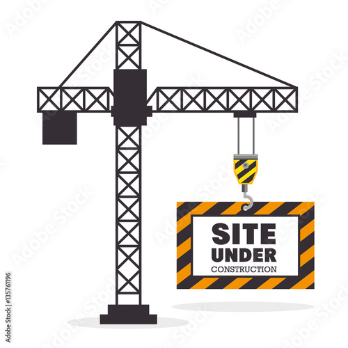site under construction scene with cranes vector illustration design