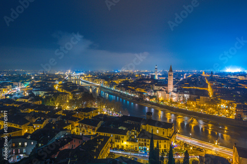 skyline of Verona in Italy at night © Vivida Photo PC