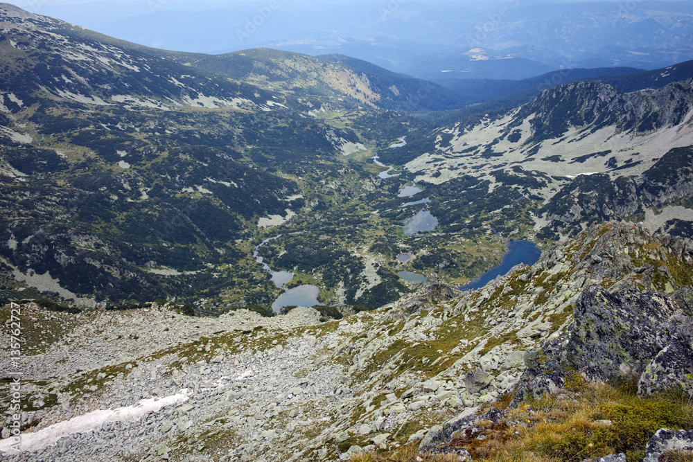 Amazing landscape of Samodivski lakes from Dzhangal Peak, Pirin mountain, Bulgaria
