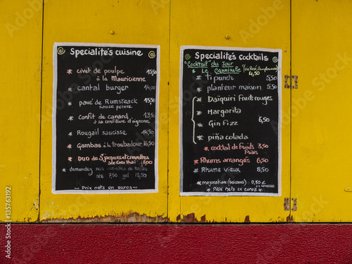 Blackboard Cafe Menu on Yellow Wall