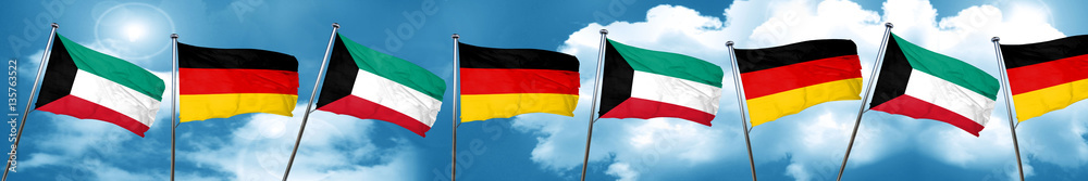 Kuwait flag with Germany flag, 3D rendering Kuwait flag with Germany flag, 3D rendering